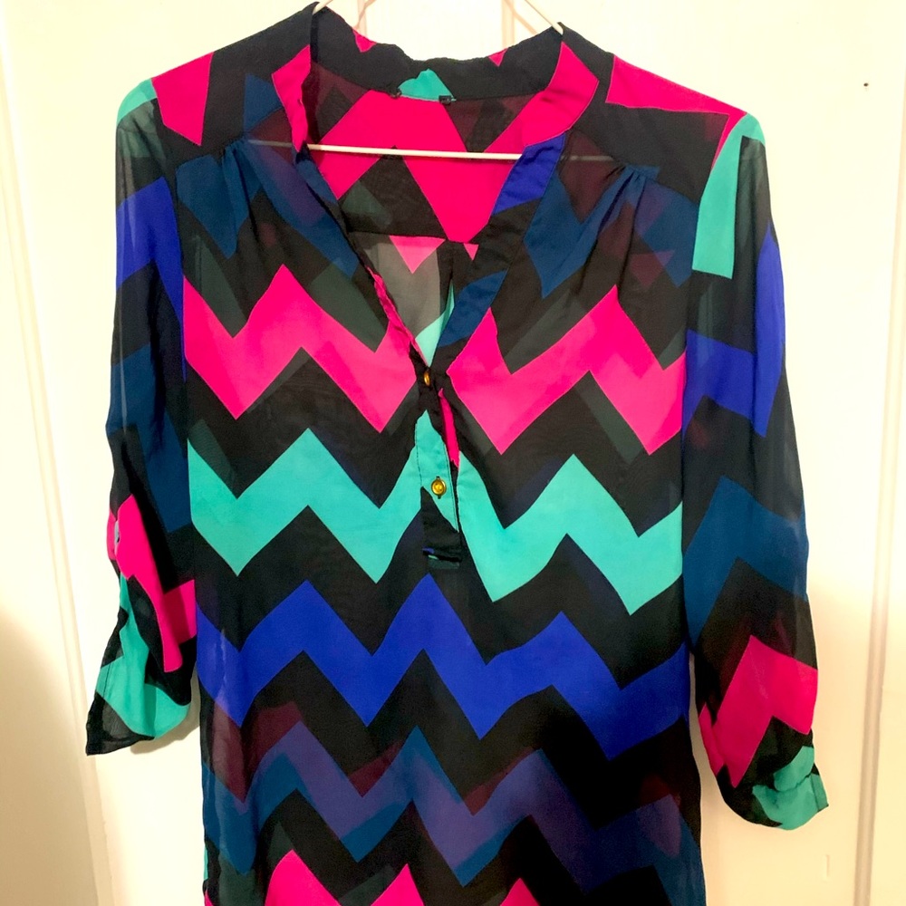 Chevron translucent blouse